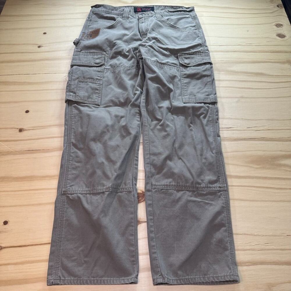 Wrangler Riggs Pants Men's 34x32 Double Knee Cargo Ripstop 3W060BR Beige Work